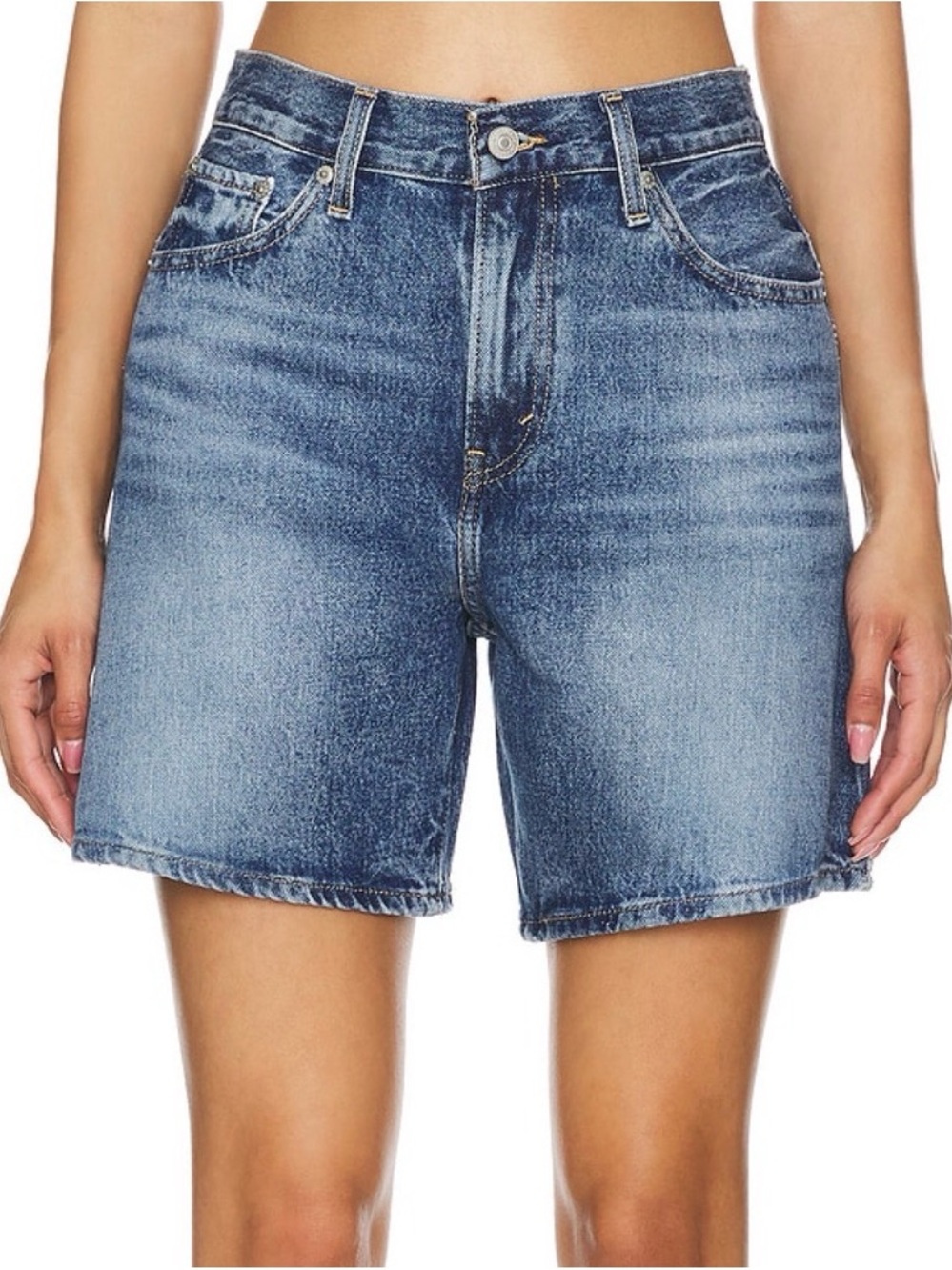 Levi’s High Baggy Short Denim in Medium Blue Worn Memory size 27 orig $75